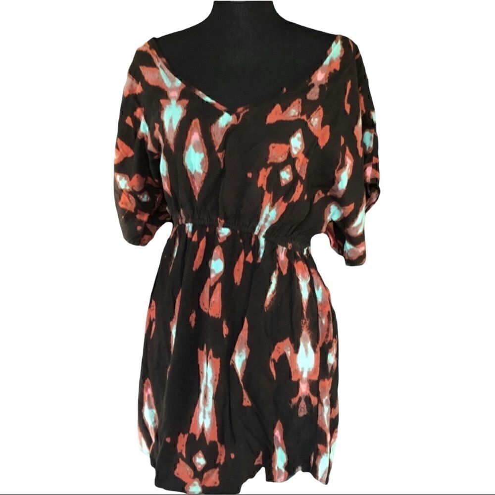 Printed Lace Patch Mini Dress
